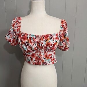 Shein Floral Print Crop Top Size L